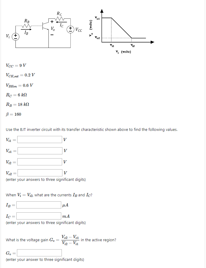 Solved Use the BJT inverter circuit with its transfer