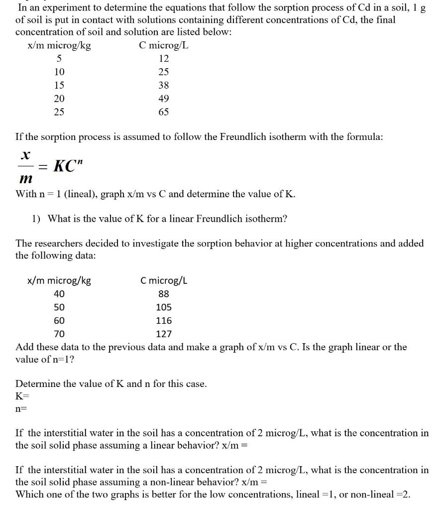 Solved In An Experiment To Determine The Equations That F Chegg Com