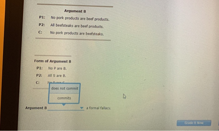 Argument B P1: P2: C: No Pork Products Are Beef | Chegg.com