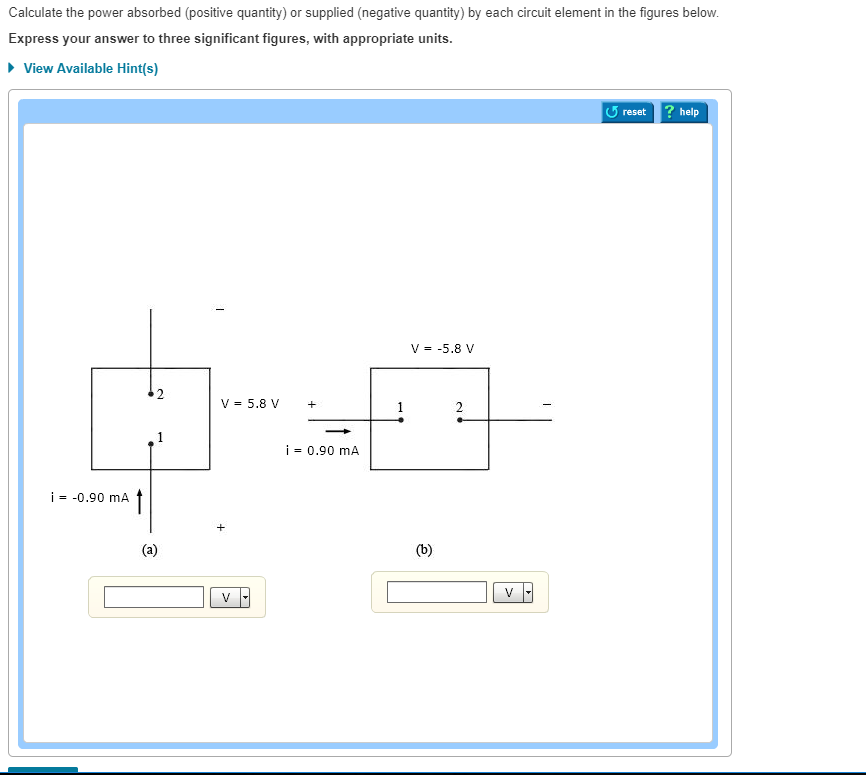 Solved Calculate The Power Absorbed (positive Quantity) Or | Chegg.com