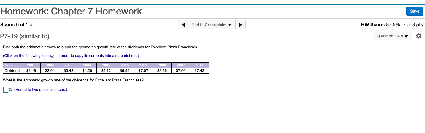 Solved Homework: Chapter 7 Homework Save Score: 0 of 1 pt 7 | Chegg.com