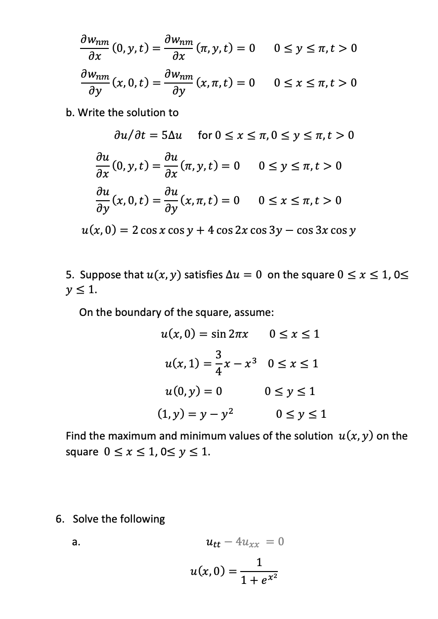 Solved Partial Differential Equations help, I know a few of | Chegg.com