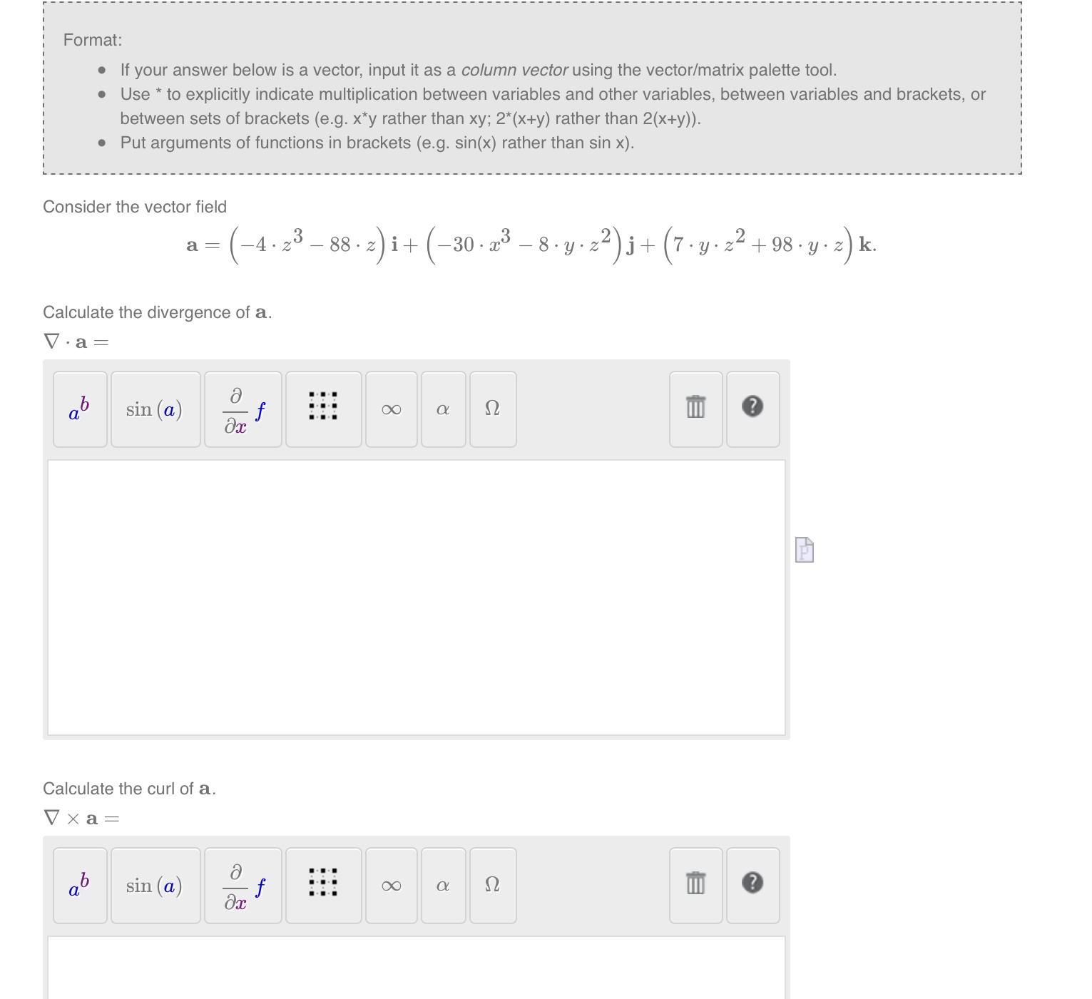 Solved If your answer below is a vector, input it as a | Chegg.com