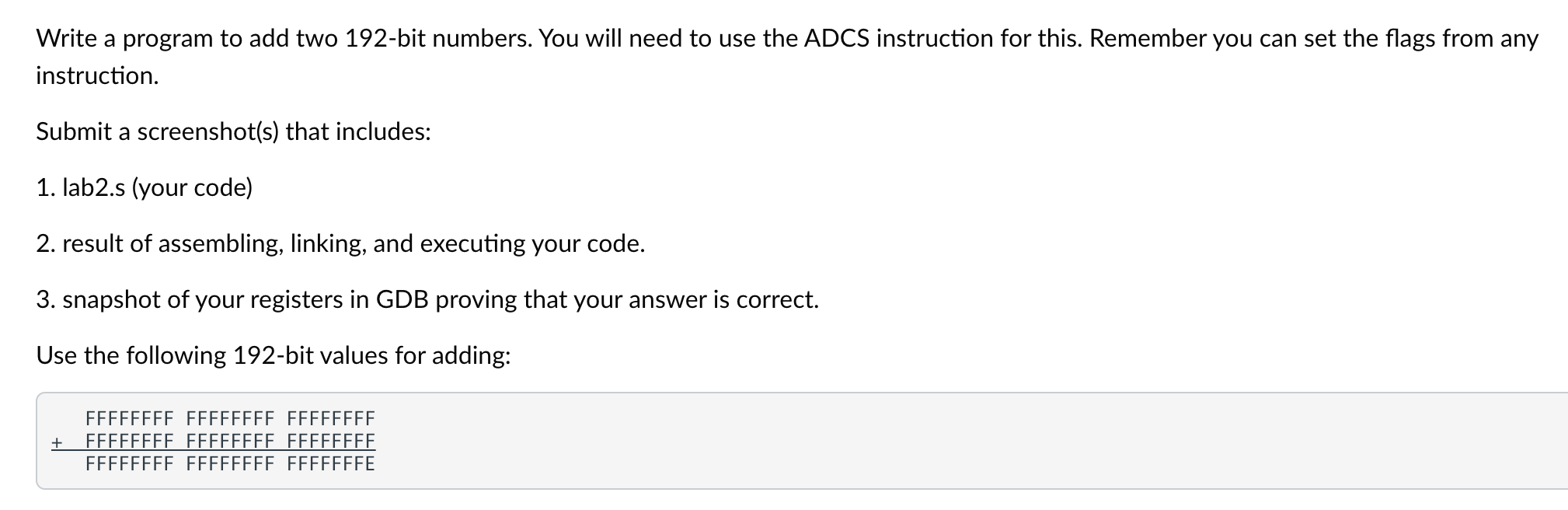 Solved Write a program to add two 192 -bit numbers. You will | Chegg.com