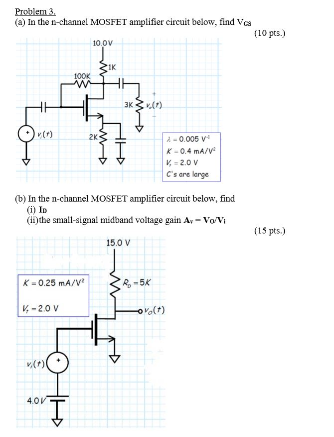 Solved Problem 3. (a) In the nchannel MOSFET amplifier