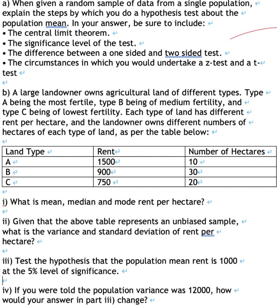 Solved a) When given a random sample of data from a single | Chegg.com