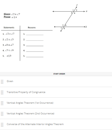 Solved Givent ∠2=∠7 Prove: a I b | Chegg.com