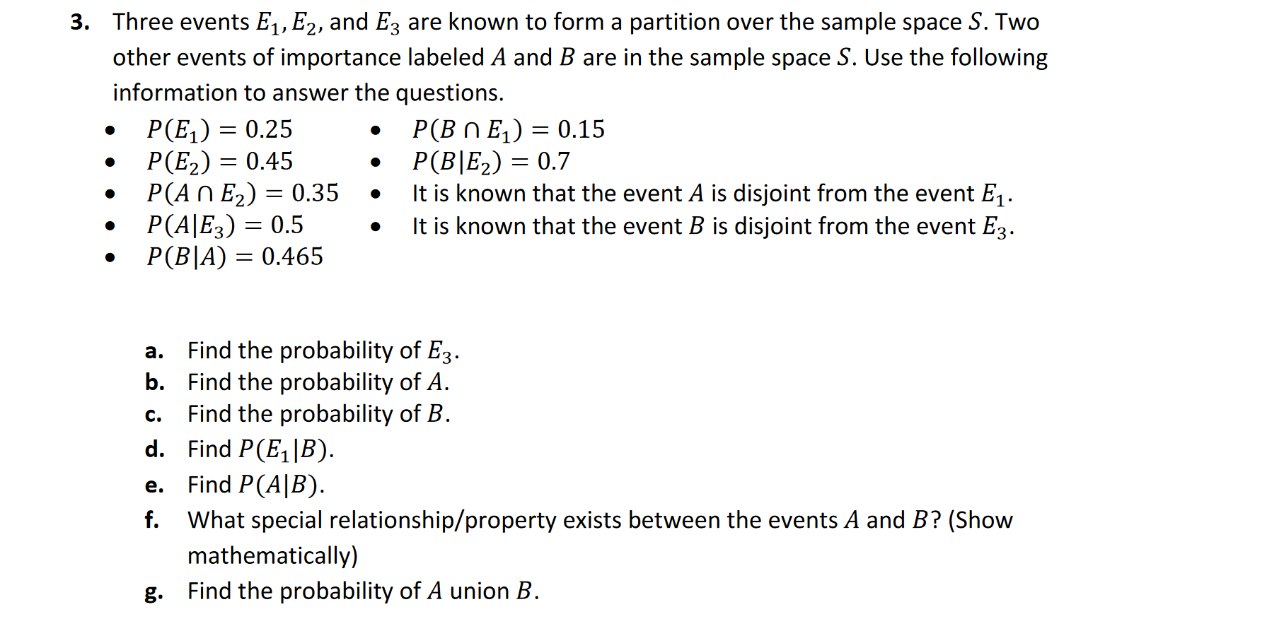 Solved 3. Three events E1, E2, and Ez are known to form a | Chegg.com