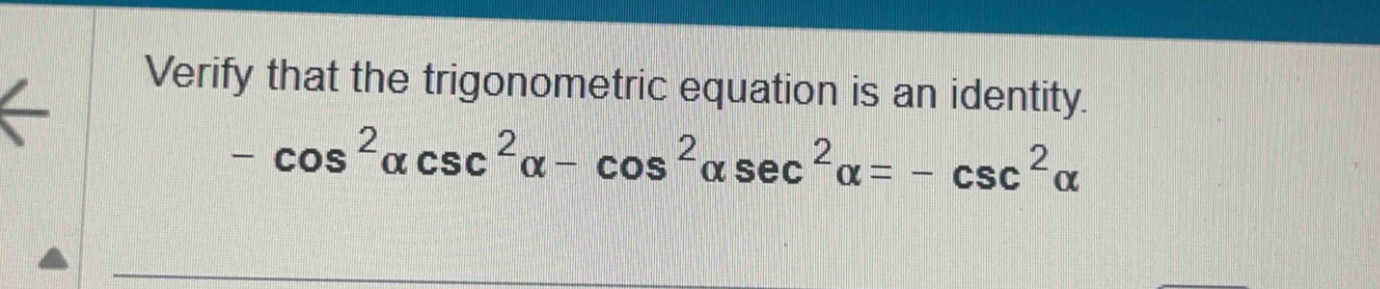 Solved Verify That The Trigonometric Equation Is An Chegg Solved Verify That The Trigonometric Equation Is An Chegg
