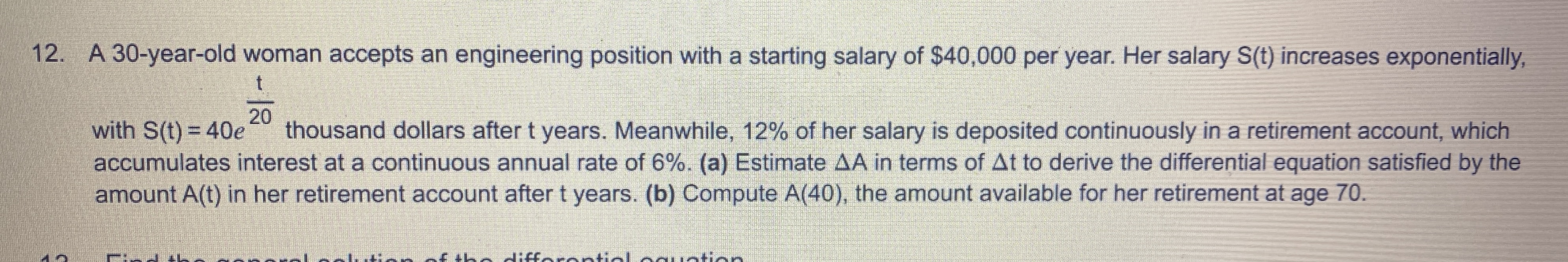 Solved 12. A 30-year-old woman accepts an engineering | Chegg.com