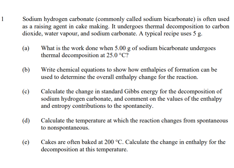 Solved 1 Sodium hydrogen carbonate called sodium