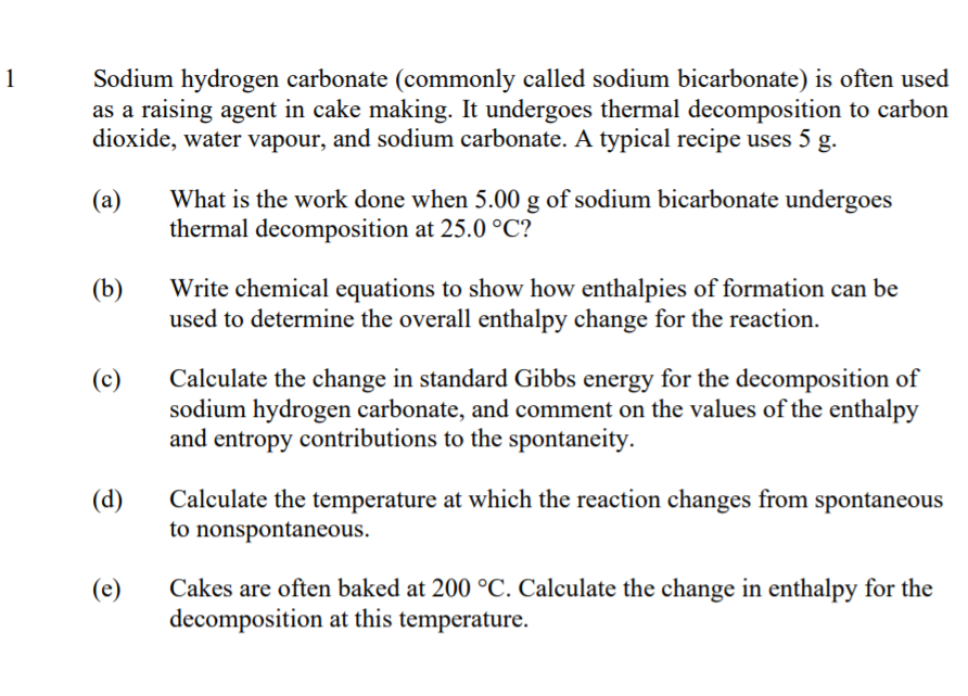 decomposition of sodium hydrogen carbonate