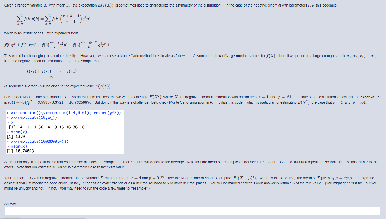 Given A Random Variable X With Mean U The Expecta Chegg Com