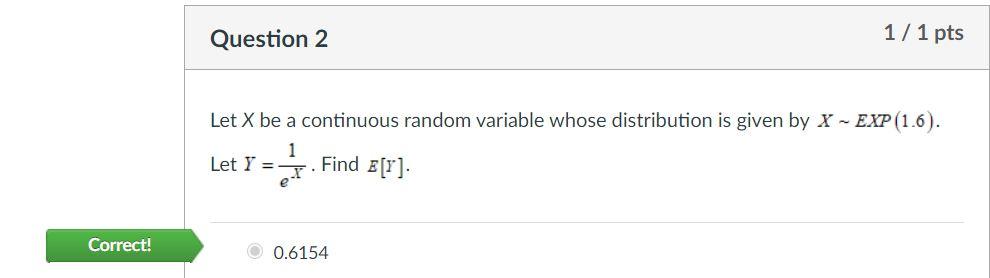 Solved Question 2 1/1 pts Let X be a continuous random | Chegg.com