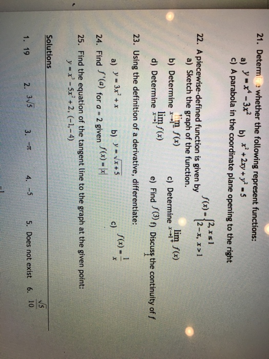 Solved Determine whether the following represent functions: | Chegg.com