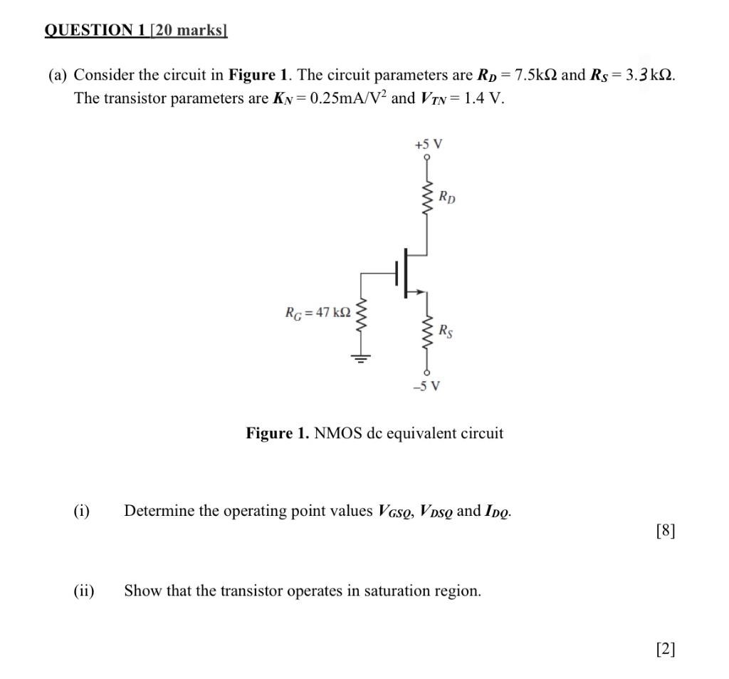 Solved QUESTION 1 [20 marks (a) Consider the circuit in | Chegg.com