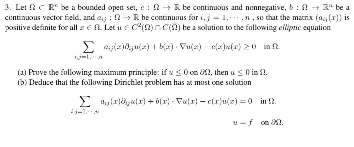 3. Let N2 CR” be a bounded open set, c: N + R be | Chegg.com