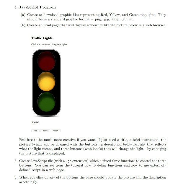 Solved 4. JavaScript Program (a) Create or download graphic | Chegg.com