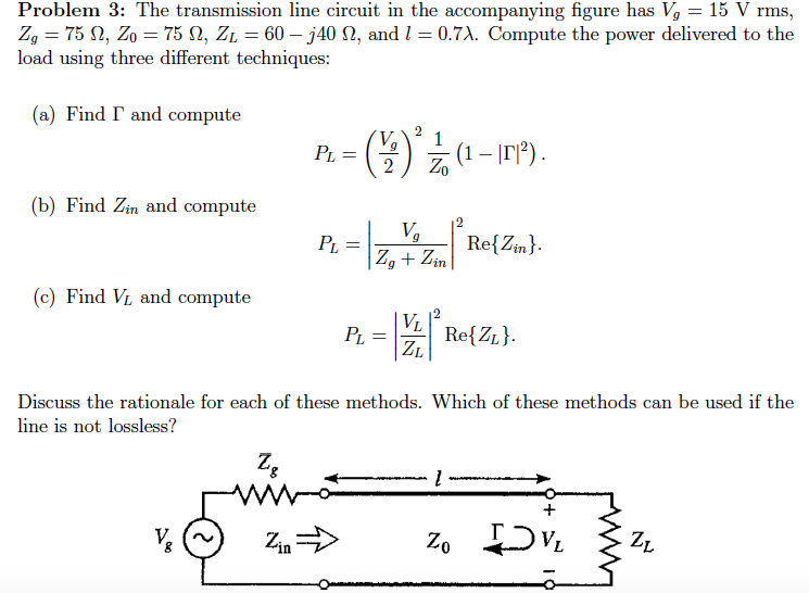 Solved Problem 3: The transmission line circuit in the | Chegg.com