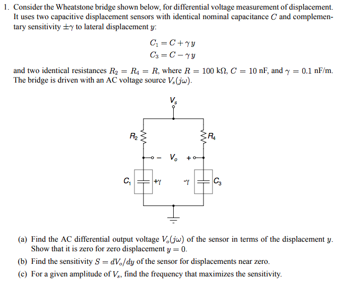 Solved 1. Consider the Wheatstone bridge shown below, for | Chegg.com