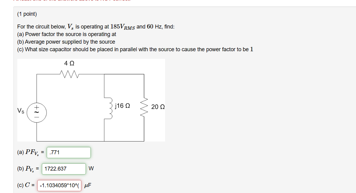Solved The first two parts are correct but C is wrong and i | Chegg.com