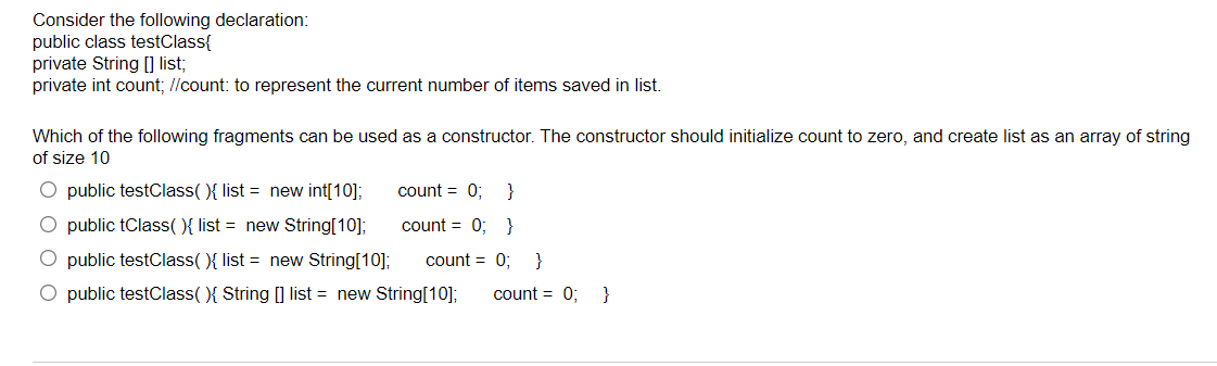 Solved Consider the following declaration: public class | Chegg.com