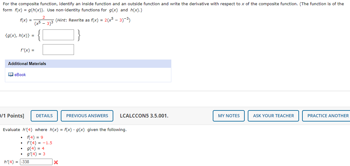 solved identify the inside function, u=g(x), and the... Solved For the composite function, identify an inside | Chegg.com
