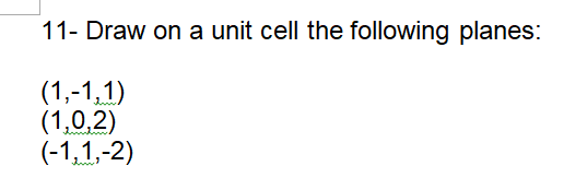 Solved 11- Draw on a unit cell the following planes: | Chegg.com
