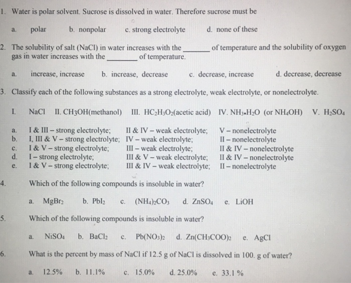 Solved Water is polar solvent. Sucrose is dissolved in