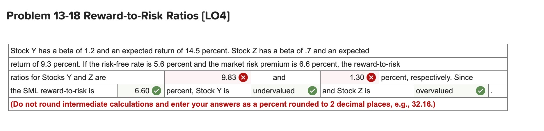 Solved Problem 13-18 Reward-to-Risk Ratios [LO4] | Chegg.com