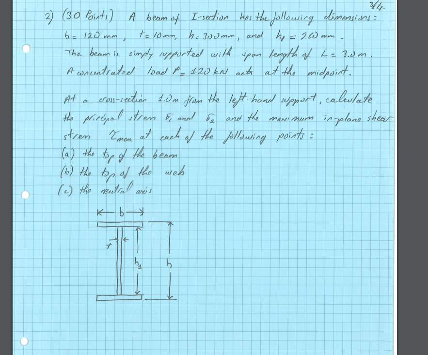 Solved 374 B = 120 Mm 2 2) (3 0 Points) A Beam Of L-section | Chegg.com