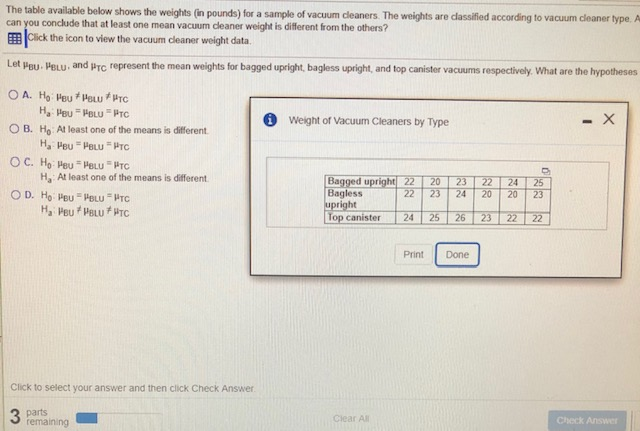 Solved The table available below shows the weights (in | Chegg.com