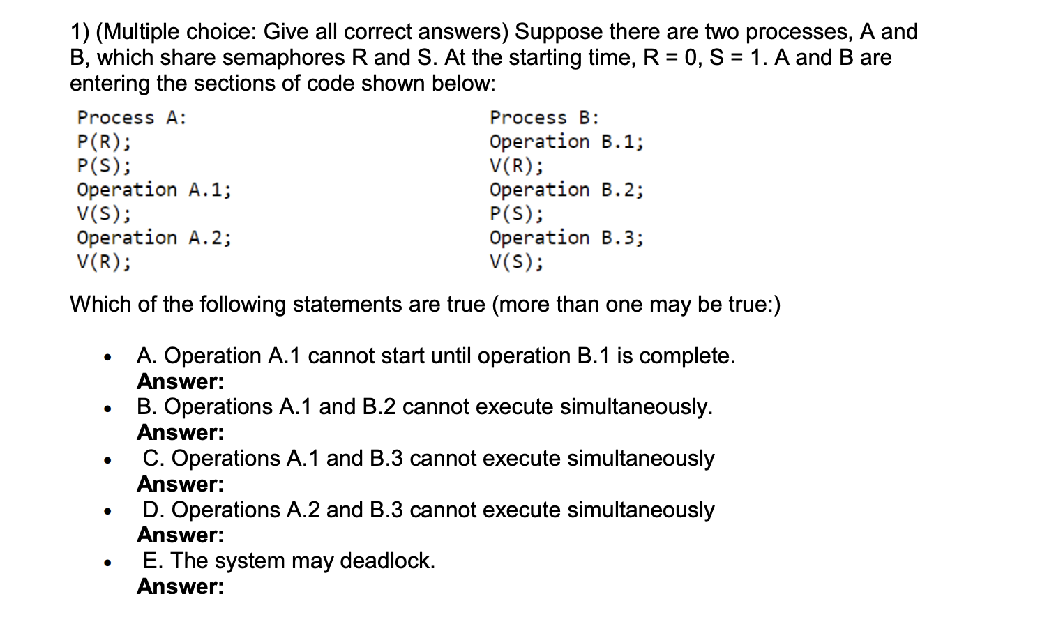 Solved 1) (Multiple choice: Give all correct answers) | Chegg.com