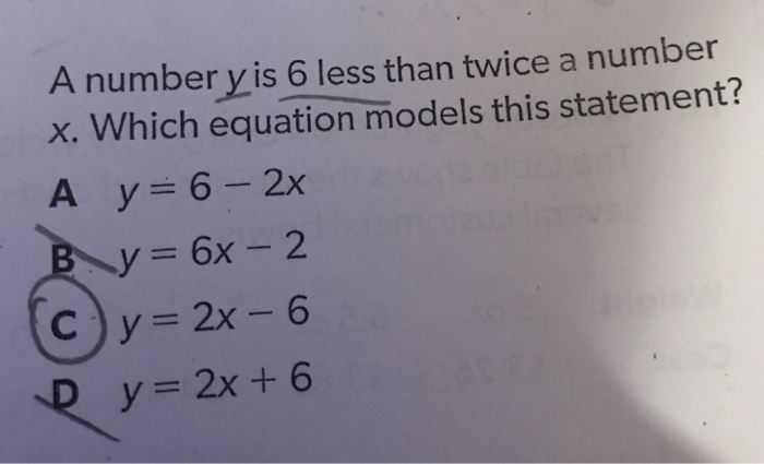 6 more than twice a number y