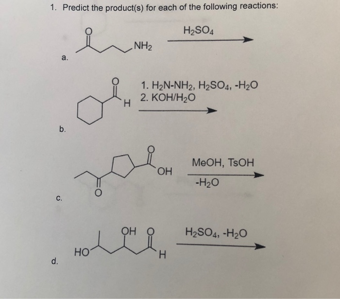 Solved 1. Predict the product(s) for each of the following | Chegg.com