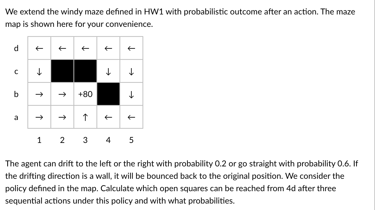 Solved We extend the windy maze defined in HW1 with | Chegg.com