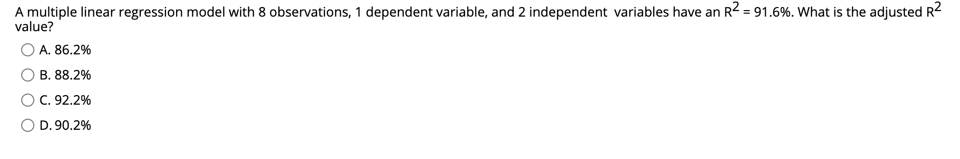 Solved A multiple linear regression model with 8 | Chegg.com