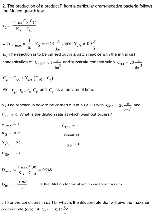 2. The production of a product P from a particular | Chegg.com
