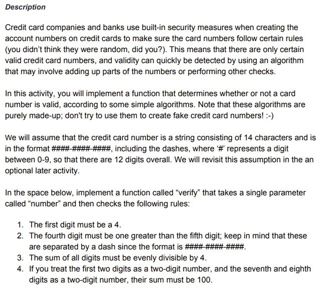 Solved Description Credit Card Companies And Banks Use | Chegg.com