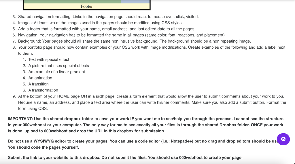 Solved STUDENT PORTFOLIO Implement a CSS shared formatting | Chegg.com