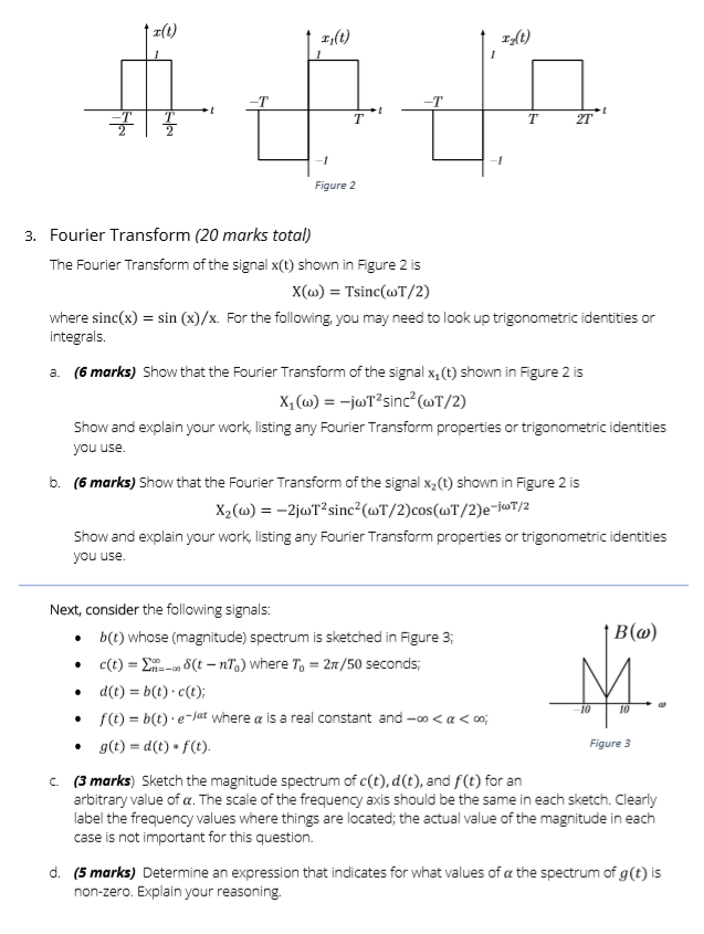 Solved T I Figure 2 3 Fourier Transform Marks Total Chegg Com