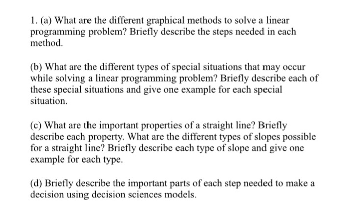 Solved 1. (a) What are the different graphical methods to | Chegg.com