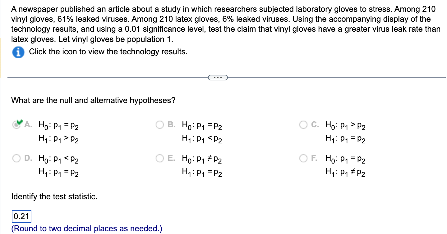 Solved Identify Null Alternative Hypothesis Test