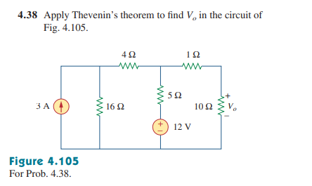 Solved 4.38 Apply Thevenin's Theorem To Find V, In The | Chegg.com