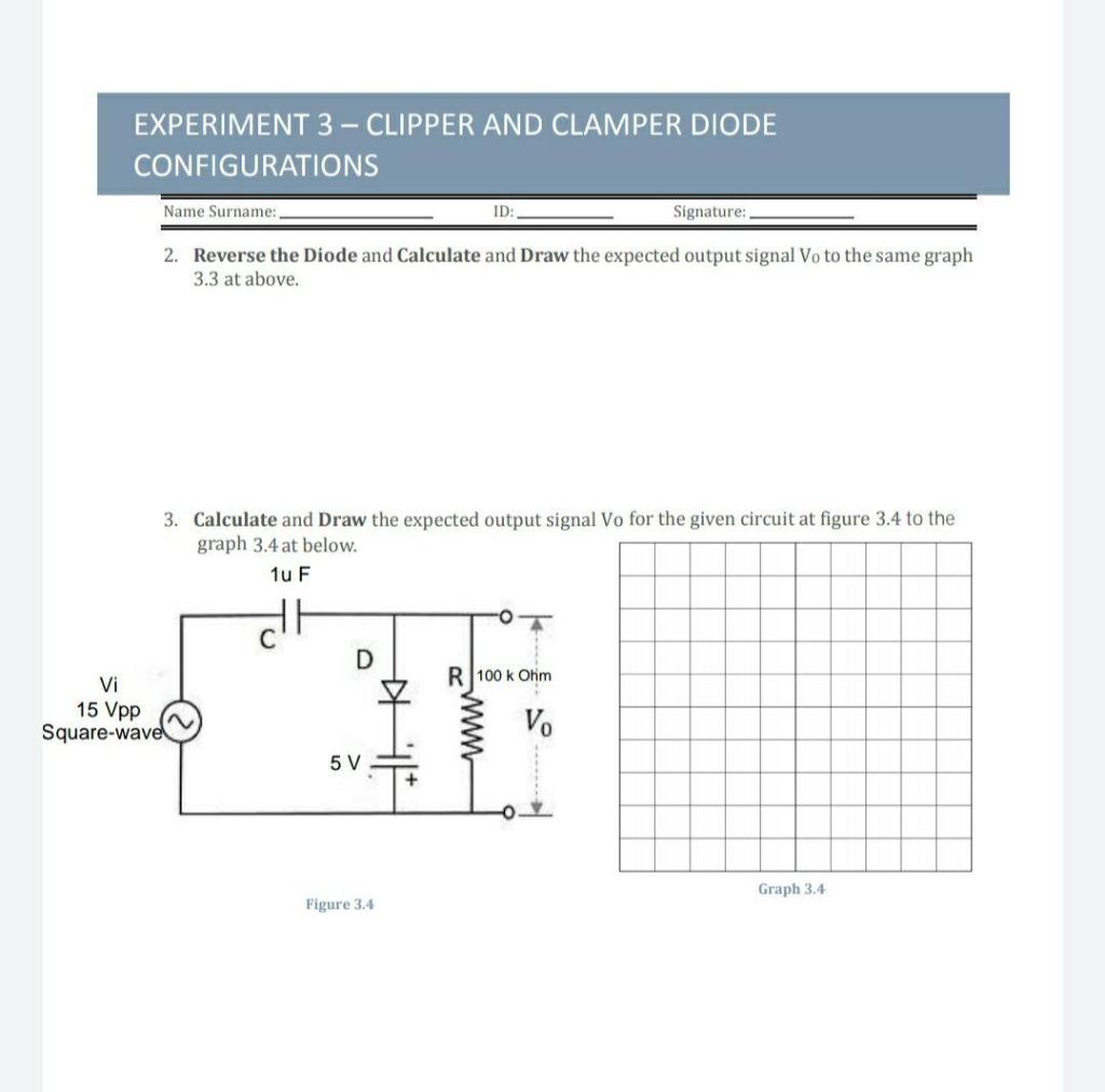 Solved EXPERIMENT 3 CLIPPER AND CLAMPER DIODE