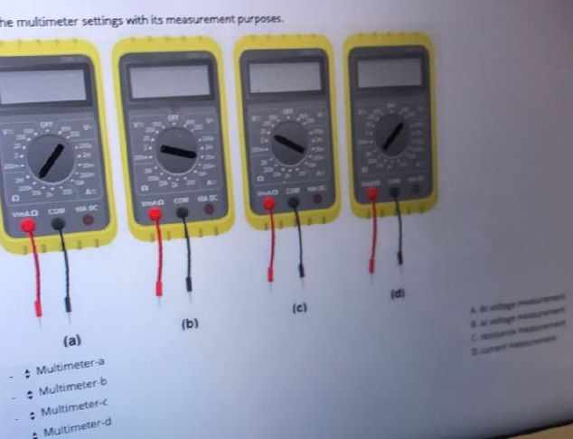 Solved He Multimeter Settings With Its Measurement Purposes. | Chegg.com