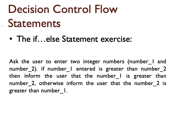 Solved Decision Control Flow Statements The Nested if | Chegg.com