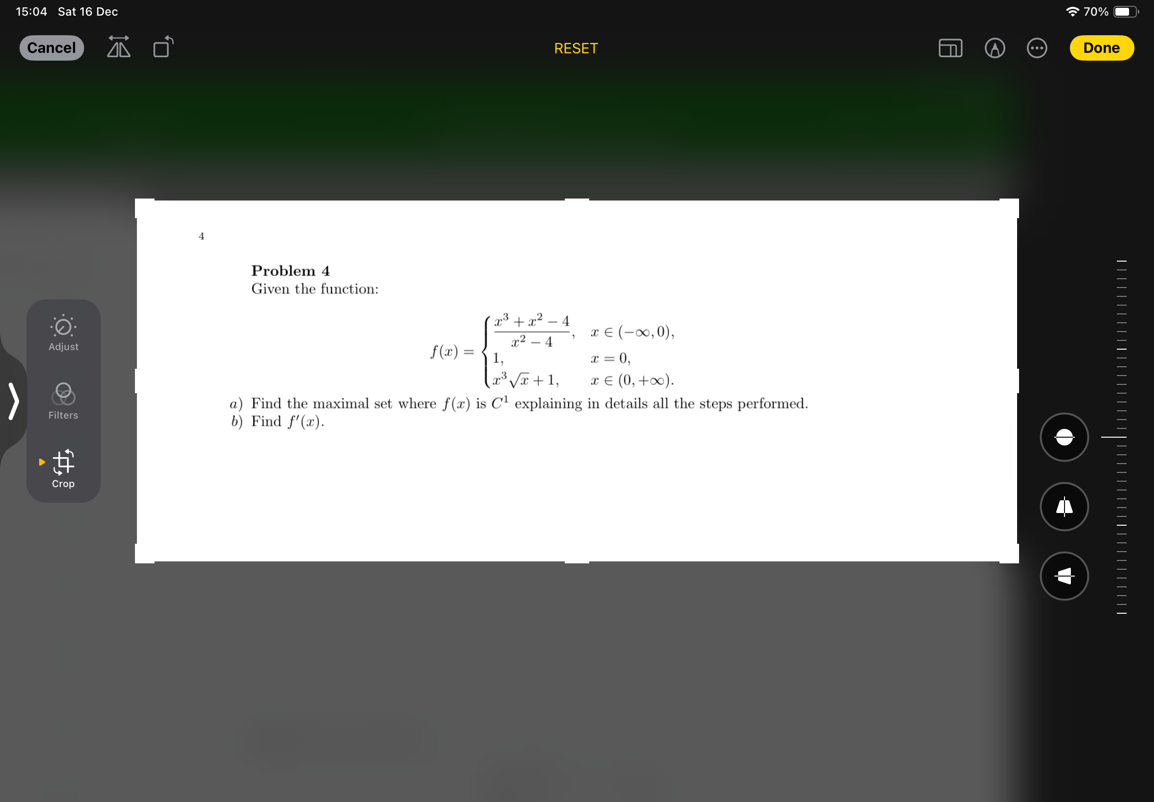 Solved Problem 4 Given The Function: | Chegg.com | Chegg.com