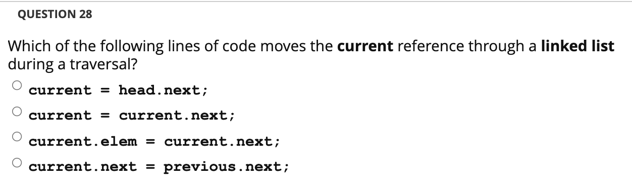 Solved QUESTION 28 Which of the following lines of code | Chegg.com