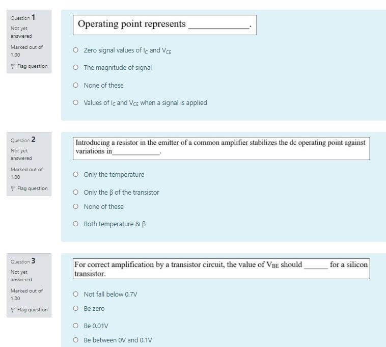 Solved Question 1 Operating point represents Not yet | Chegg.com